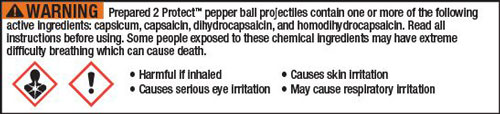 Pepper Ball Warning