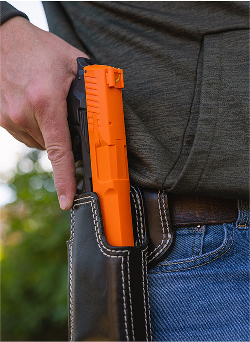 The T4E HDP50 in a holster